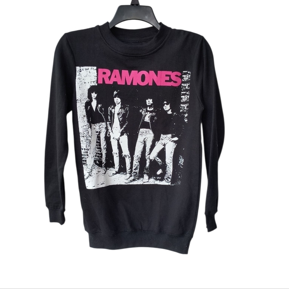 Ramones Unisex Black & Pink Graphic Crewneck Sweatshirt XS NWT